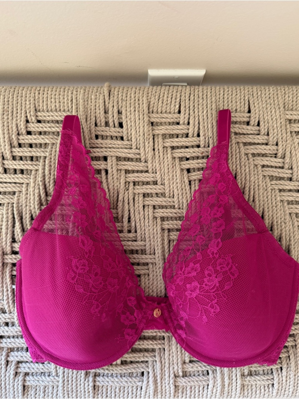 Natori Cherry Blossom Lace Contour Underwire Bra 32DDD Pink Floral